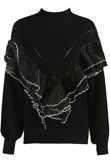 Black Frill Trim Mock Neck Jumper