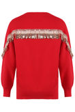 Red Sequin Fringe Trim Jumper