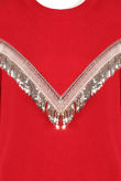 Red Sequin Fringe Trim Jumper