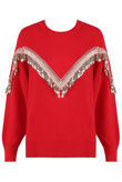 Red Sequin Fringe Trim Jumper