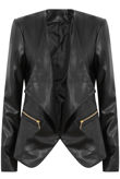 Black PU Waterfall Blazer