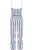 Striped Front Button Up Jumpsuit 
