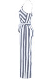 Striped Front Button Up Jumpsuit 