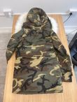 White Faux Fur Lined Camouflage Hooded Parka Coat