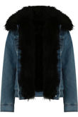 Blue with Black Fur Denim Fur Lined Jacket