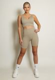 Beige Ribbed Two Piece Activewear Set