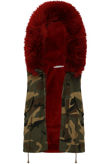 Camouflage Print Faux Fur Gilet In Wine 