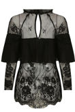 Black Floral Mesh Layered Tops