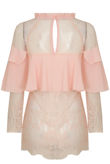 Pink Floral Mesh Layered Tops