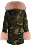  Camouflage Pink Fur Hood Parka Coat and Fur cuffs