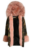  Camouflage Pink Fur Hood Parka Coat and Fur cuffs