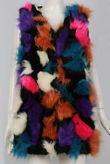 Purple And Orange Multicolour Fur Gilet