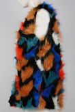 Red Blue Multicolour Fur Gilet
