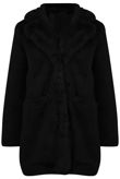 Black Bright Soft Faux Fur Overcoats 