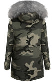 Grey Camouflage Parka Coat with Fur Hood