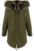 Khaki Parka Coat with Camouflage Fur