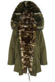 Khaki Parka Coat with Camouflage Fur