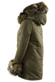 Khaki Parka Coat with Khaki Fur Hood Lining