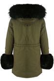 Black Parka Coat with Fur Hood Lining