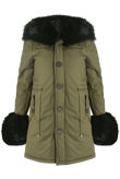Black Parka Coat with Fur Hood Lining
