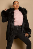 Black Parka Coat with Fur Hood Lining 