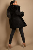 Black Parka Coat with Fur Hood Lining 