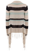 Beige Knitted Layer Pattern Fringe Cardigans 