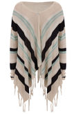 Beige Knitted Layer Pattern Fringe Cardigans 