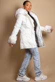 White Parka Coat with Fur Hood & Cuffs 