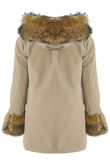 Beige Parka Coat with Fur Hood & Cuffs 