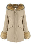 Beige Parka Coat with Fur Hood & Cuffs 