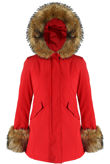 Red Parka Coat with Fur Hood & Cuffs 