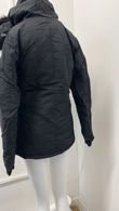 Black Quilted Jacket with Faux Fur Hood and Sleeve Zip Pocket