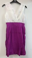 White Purple Pleated Dress
