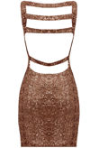 Gold Sequin Back Cut Out Bodycon Dress