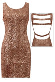Gold Sequin Back Cut Out Bodycon Dress