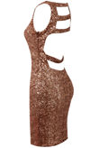 Gold Sequin Back Cut Out Bodycon Dress