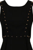 Black With Gold Studded Detail Skater Dress 