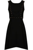 Black With Gold Studded Detail Skater Dress 