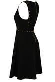 Black With Gold Studded Detail Skater Dress 