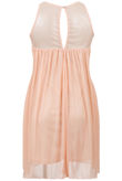 Peach Mesh Detailed Sleeveless Blouson Dress