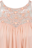 Peach Mesh Detailed Sleeveless Blouson Dress