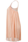 Peach Mesh Detailed Sleeveless Blouson Dress