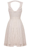 Cream Floral Lace Back Cut Out Skater Dress