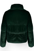 Green Velvet Funnel Neck Quilted Jacket 