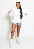 White Slogan Sleeve Hoodie