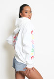 White Slogan Sleeve Hoodie