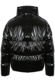 Black Foil Funnel Neck Quilted Jacket