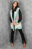 Blue Multicoloured Crochet Gilet-Copy