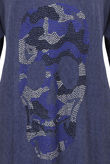 Navy Coloured Skull Detail Long Sleeve Baggy Jumper